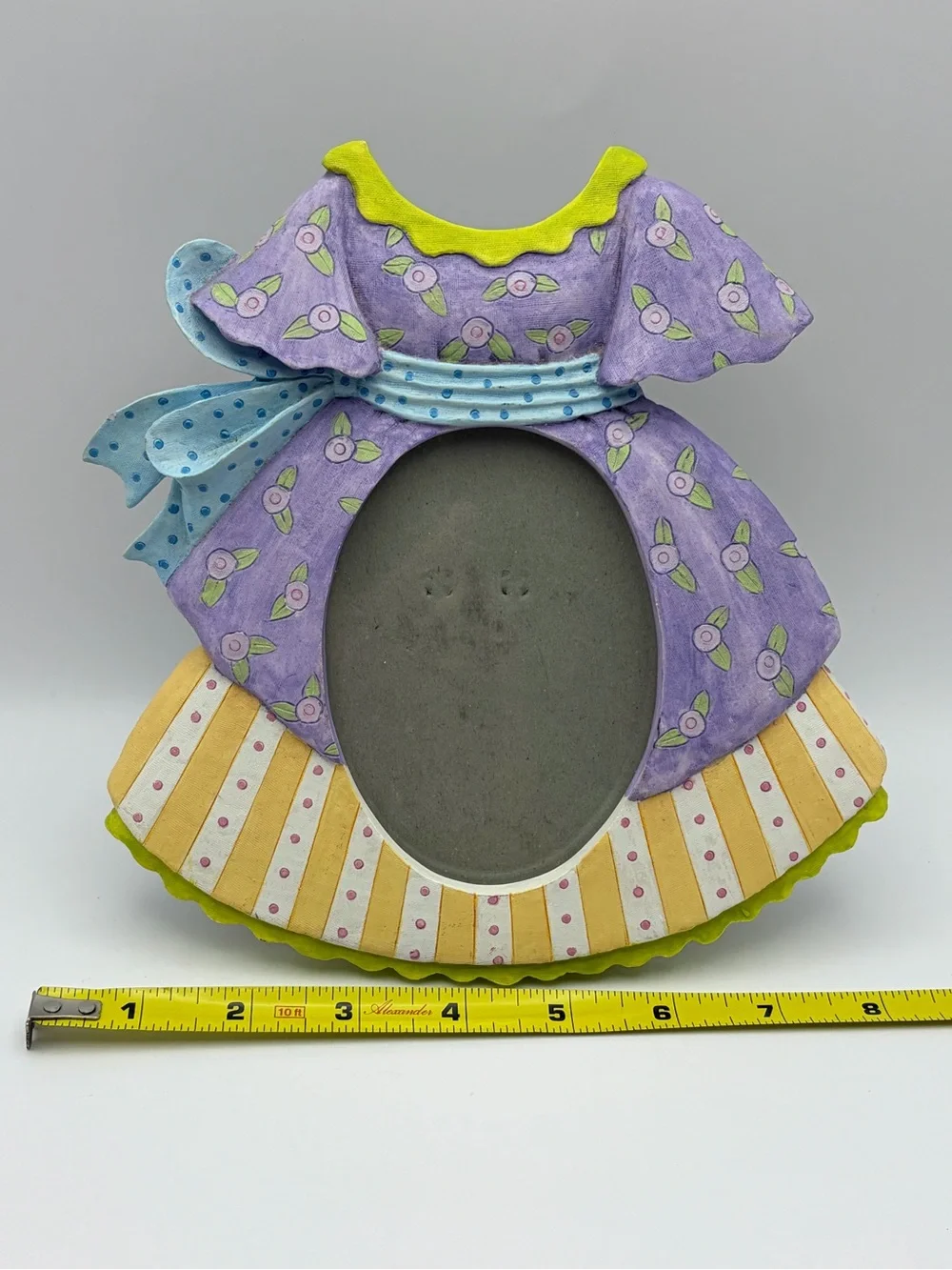 Vintage Picture Frame Flower Dress Oval Photo Approx. 3.5